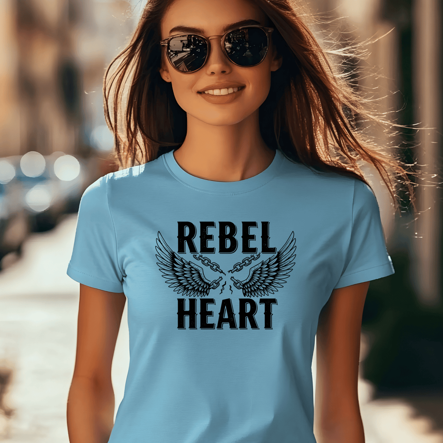 Rebel Heart Women’s Biker T-Shirt – Heavyweight Gildan® 5000 Crewneck