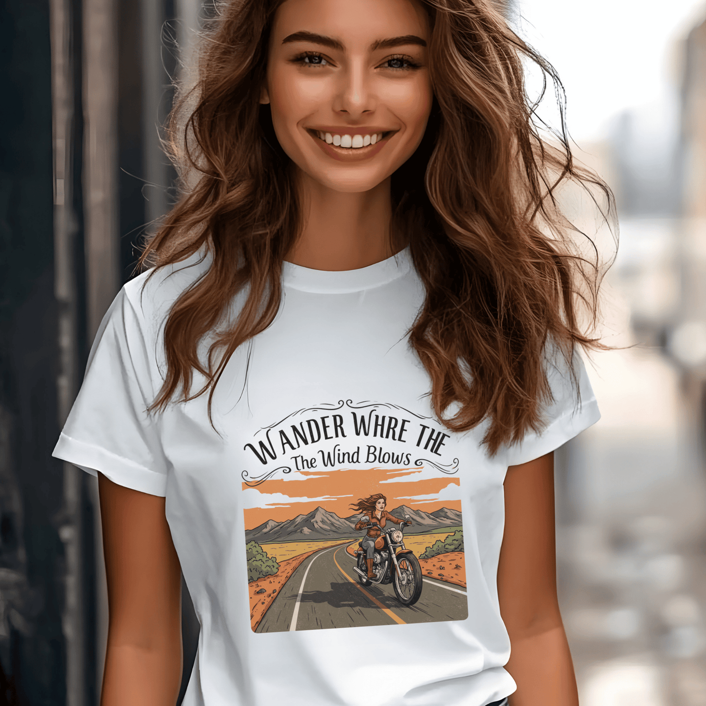 Wander Where The Wind Blows Women’s Biker T-Shirt – Heavyweight Gildan® 5000
