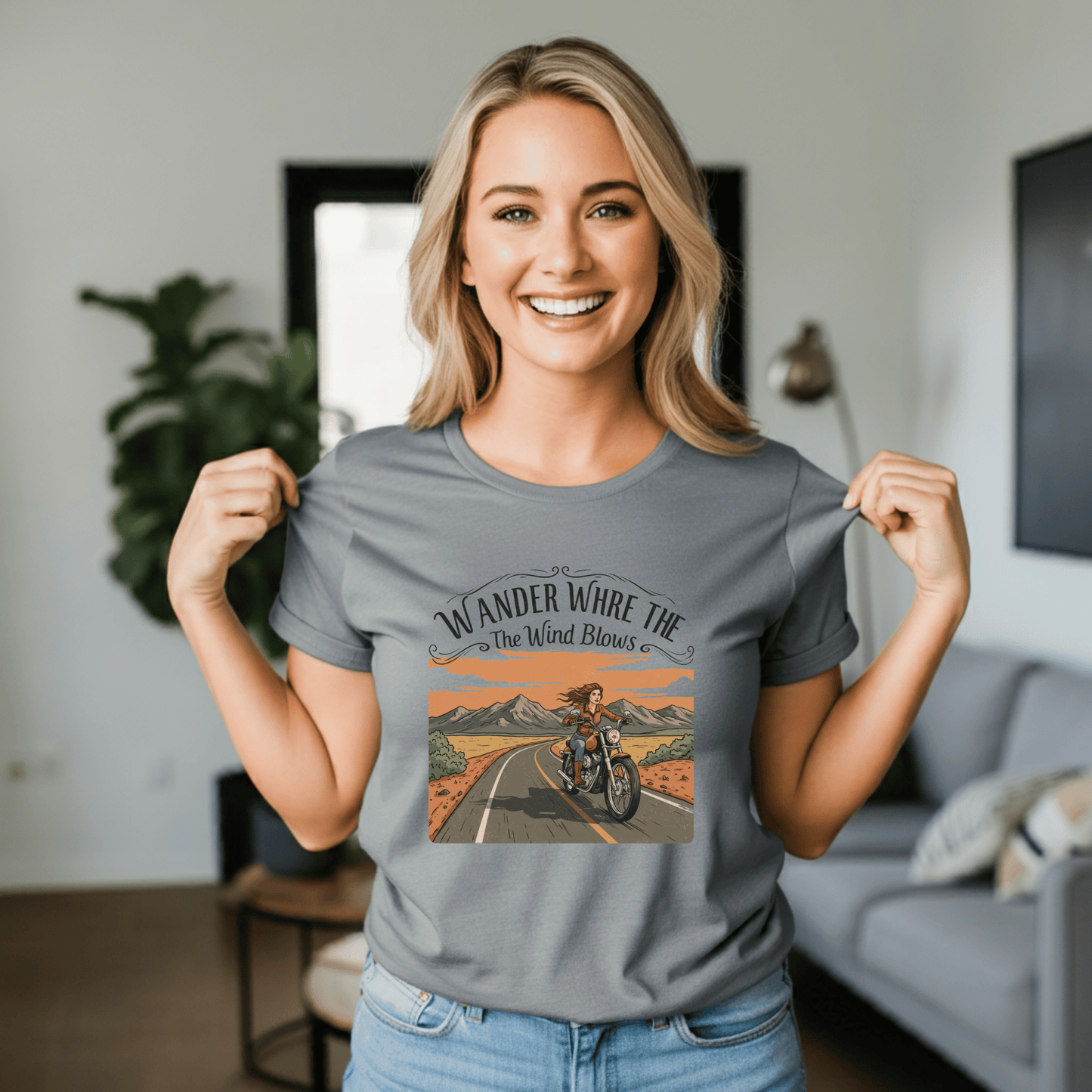 Wander Where The Wind Blows Women’s Biker T-Shirt – Heavyweight Gildan® 5000