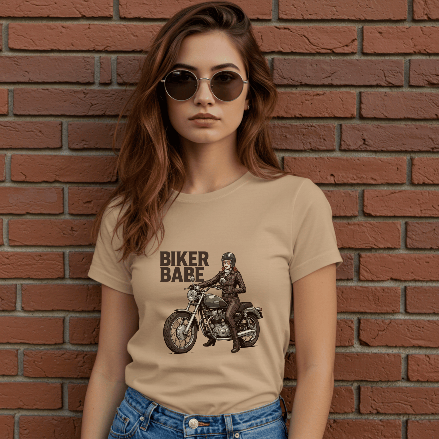 Biker Babe Women’s Motorcycle T-Shirt – Heavyweight Gildan® 5000 Crewneck