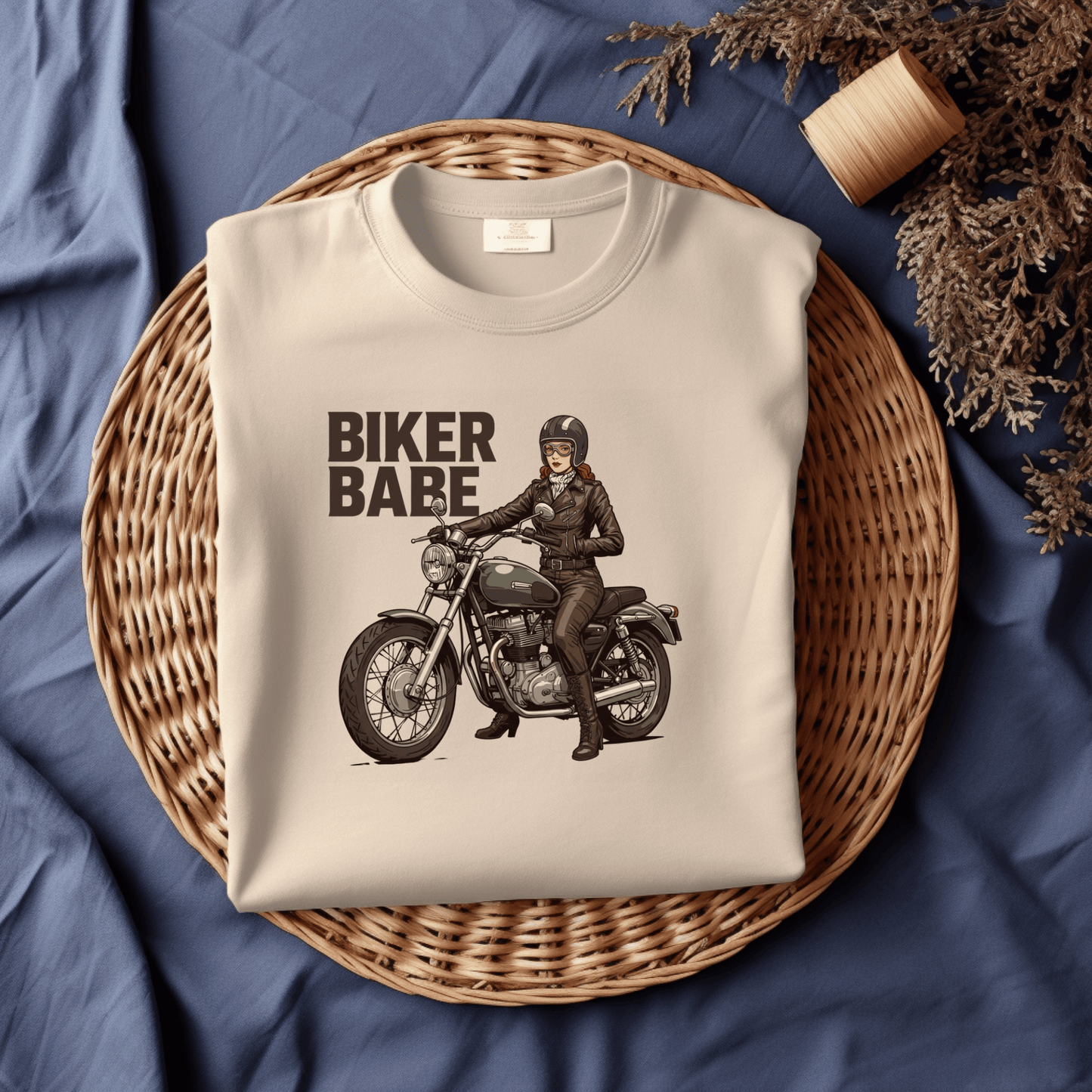 Biker Babe Women’s Motorcycle T-Shirt – Heavyweight Gildan® 5000 Crewneck