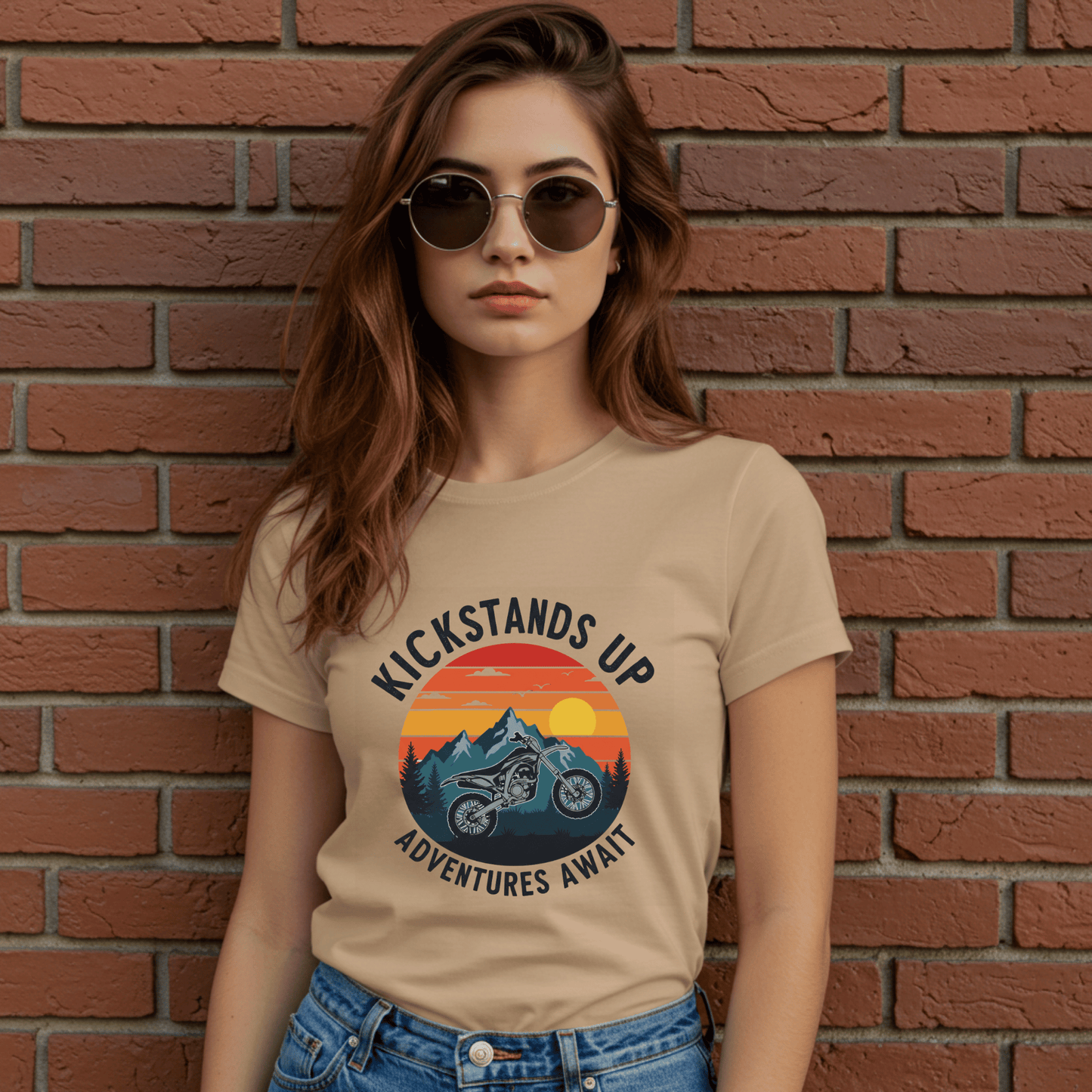 Kickstand Up Women’s Biker T-Shirt – Heavyweight Gildan® 5000 Crewneck