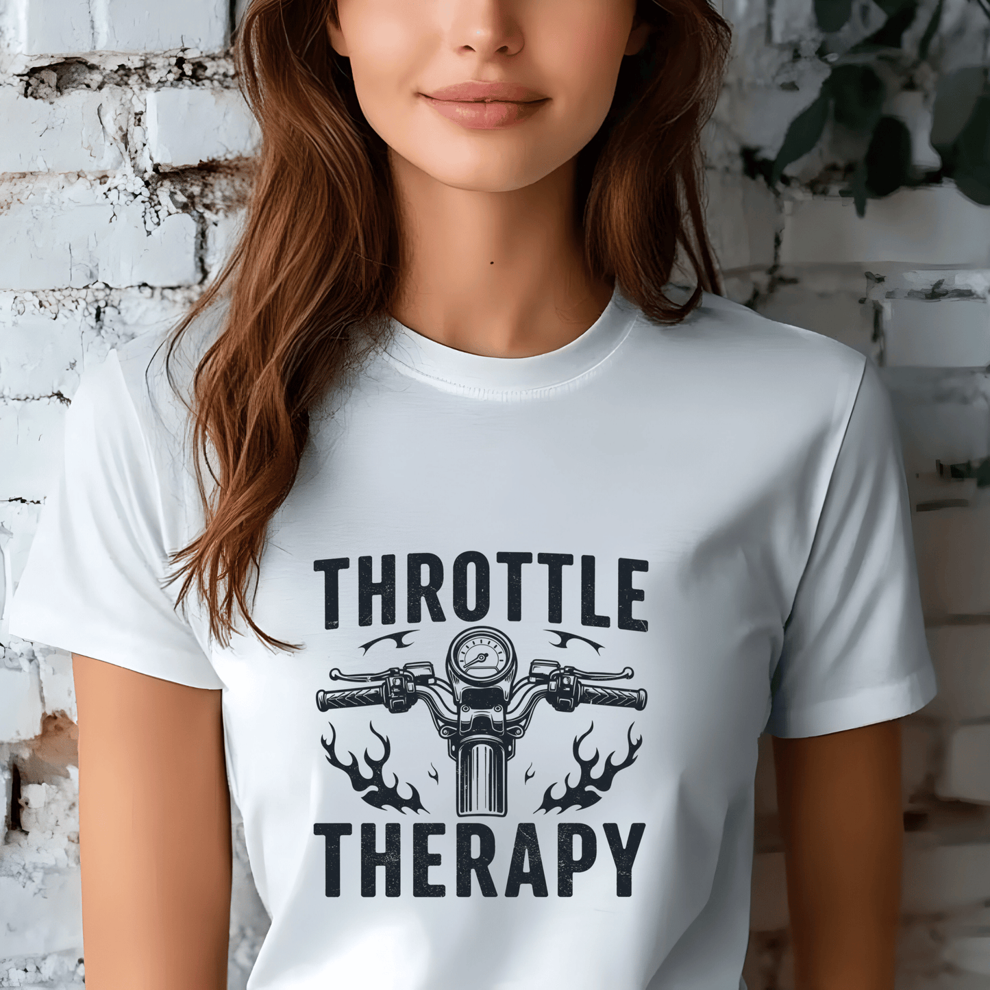 Throttle Therapy Women’s Biker T-Shirt – Heavyweight Gildan® 5000 Crewneck