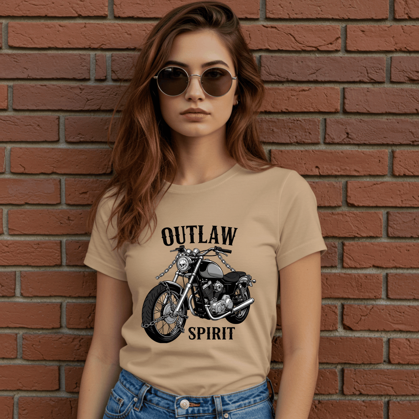 Outlaw Spirit Women’s Biker T-Shirt – Heavyweight Gildan® 5000 Crewneck