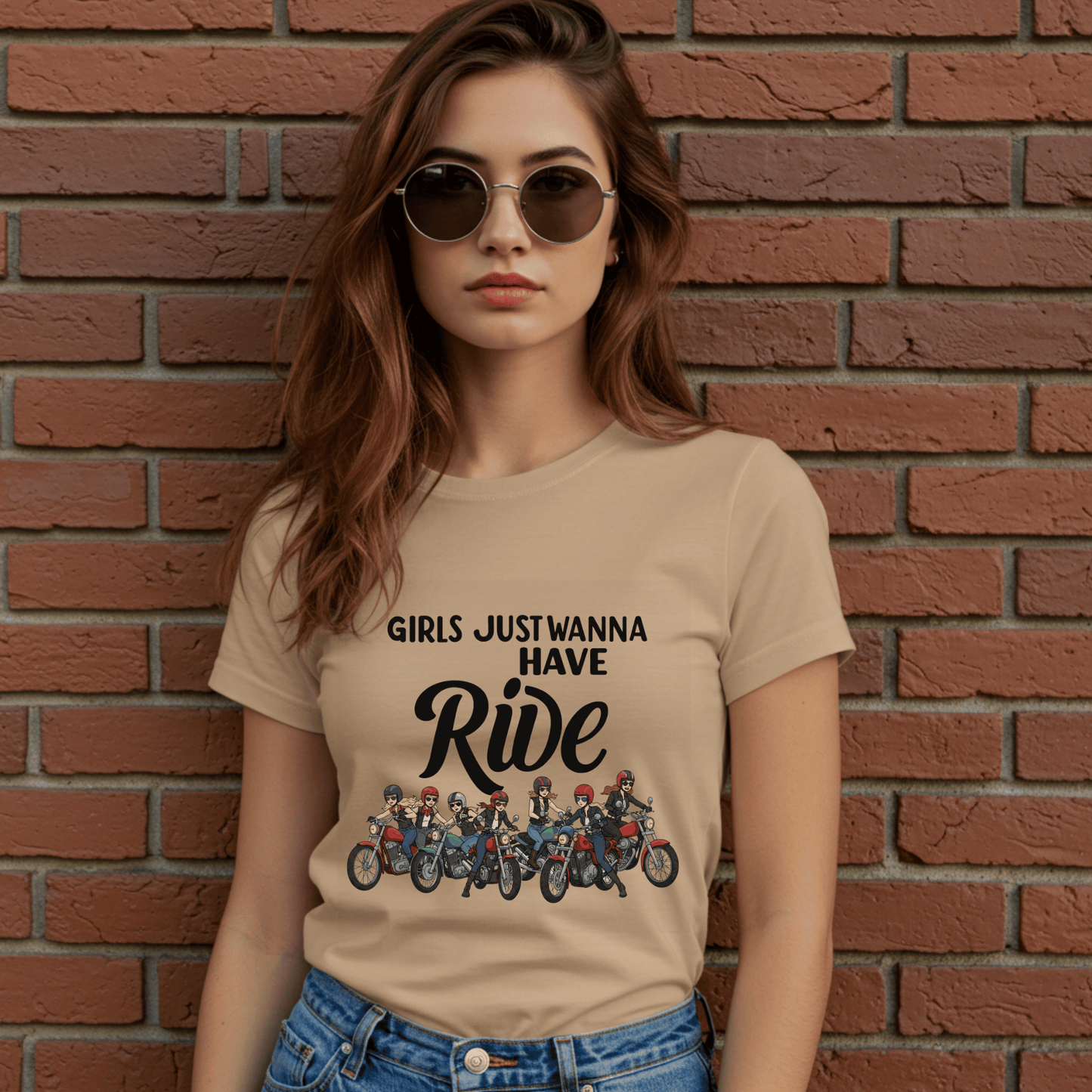 Girls Just Wanna Ride Women’s Biker T-Shirt – Heavyweight Gildan® 5000 Crewneck