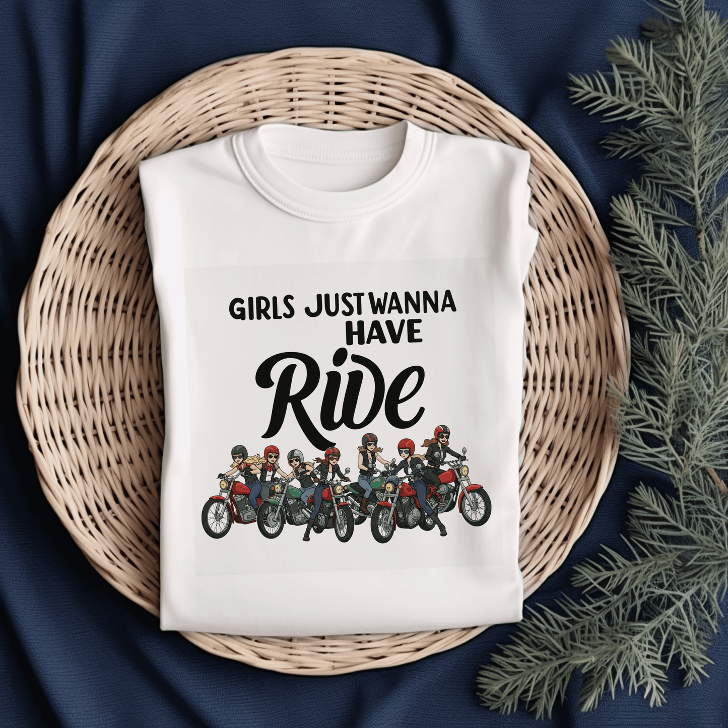 Girls Just Wanna Ride Women’s Biker T-Shirt – Heavyweight Gildan® 5000 Crewneck