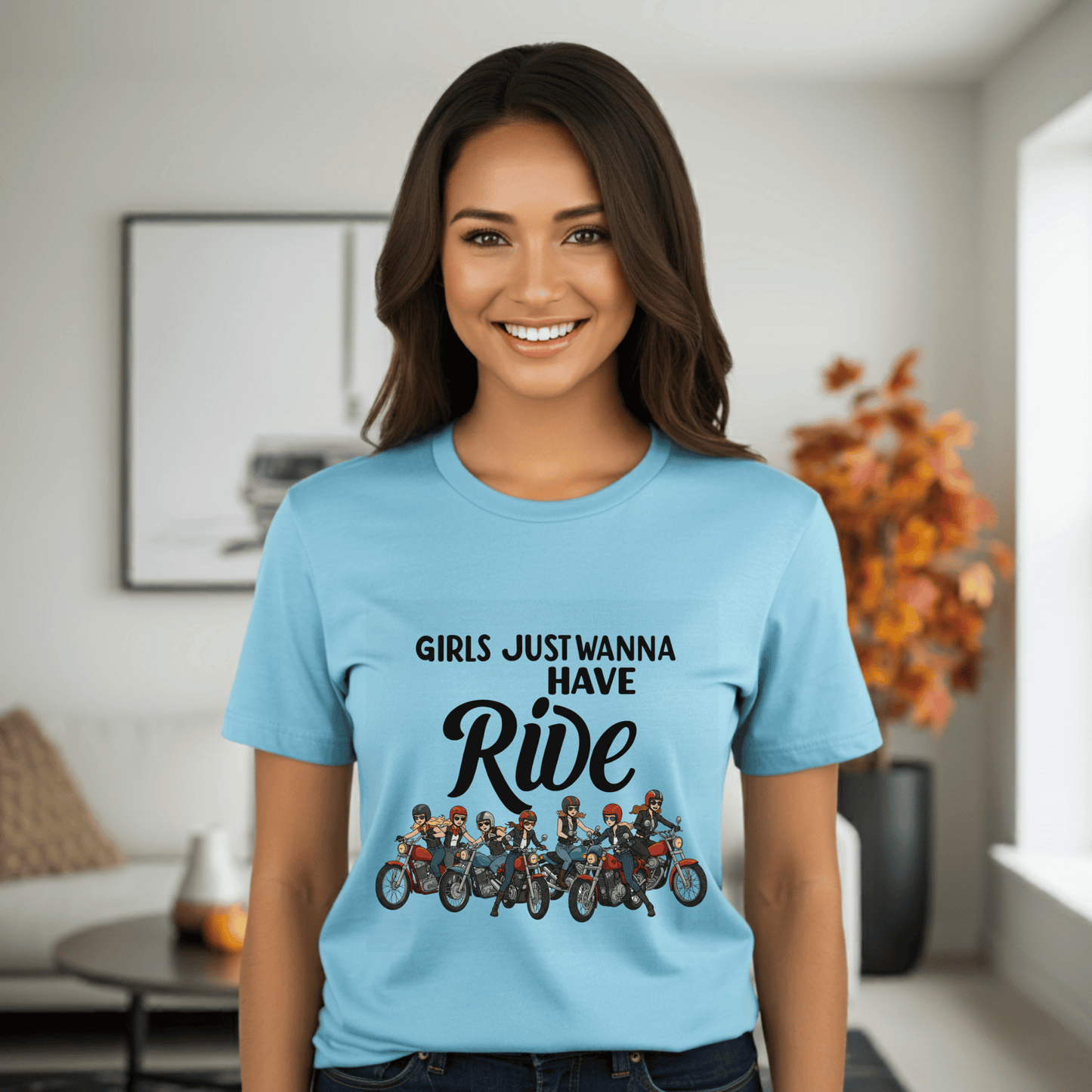 Girls Just Wanna Ride Women’s Biker T-Shirt – Heavyweight Gildan® 5000 Crewneck