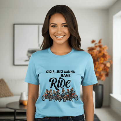 Girls Just Wanna Ride Women’s Biker T-Shirt – Heavyweight Gildan® 5000 Crewneck