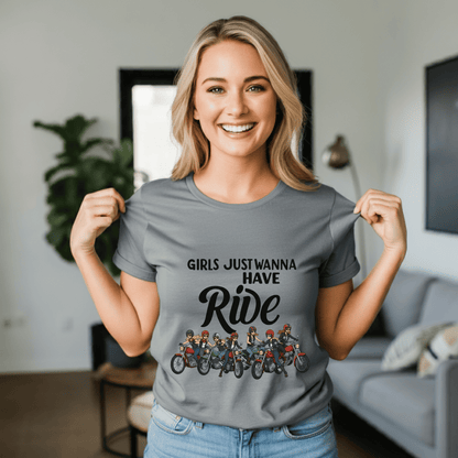Girls Just Wanna Ride Women’s Biker T-Shirt – Heavyweight Gildan® 5000 Crewneck