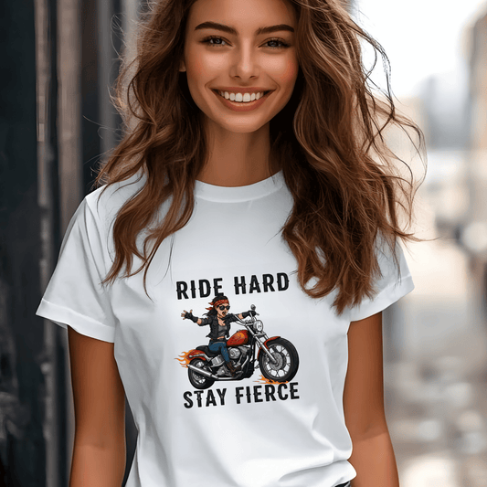 Steel Fire Women’s Biker T-Shirt – Heavyweight Gildan® 5000 Crewneck