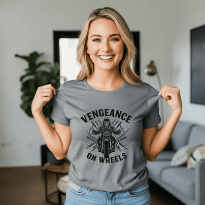 Vengeance on Wheels Women’s Biker T-Shirt – Heavyweight Gildan® 5000 Crewneck