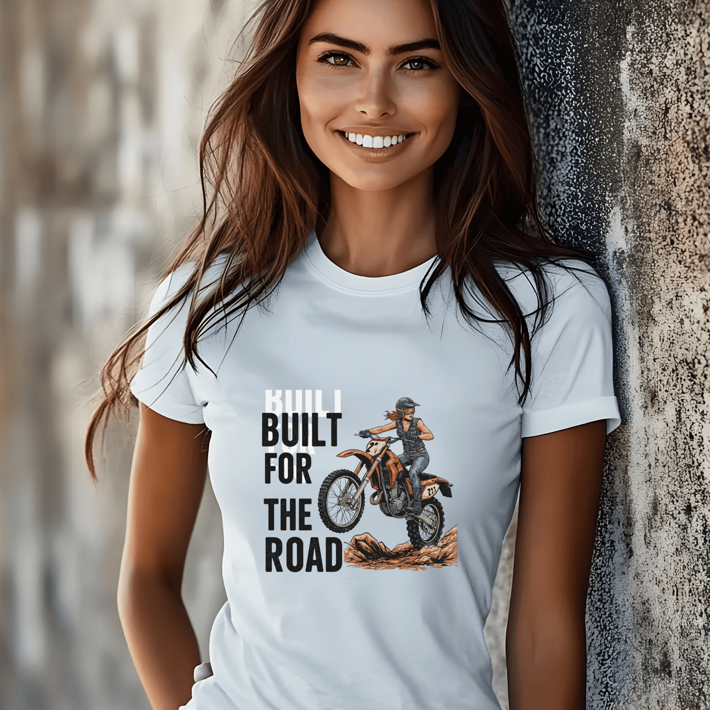 Built for the Road Women’s Biker T-Shirt – Heavyweight Gildan® 5000 Crewnec