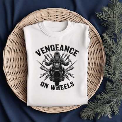 Vengeance on Wheels Women’s Biker T-Shirt – Heavyweight Gildan® 5000 Crewneck
