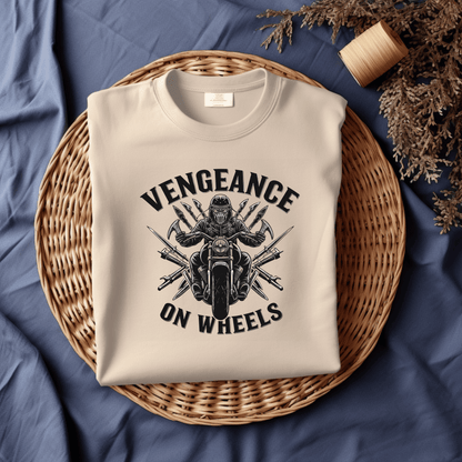 Vengeance on Wheels Women’s Biker T-Shirt – Heavyweight Gildan® 5000 Crewneck