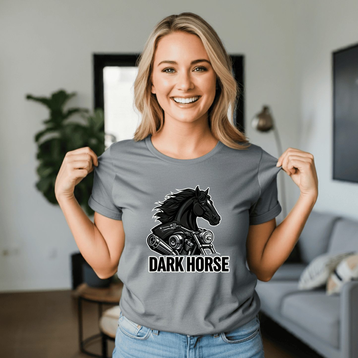 Dark Horse Women’s Biker T-Shirt – Heavyweight Gildan® 5000 Crewneck