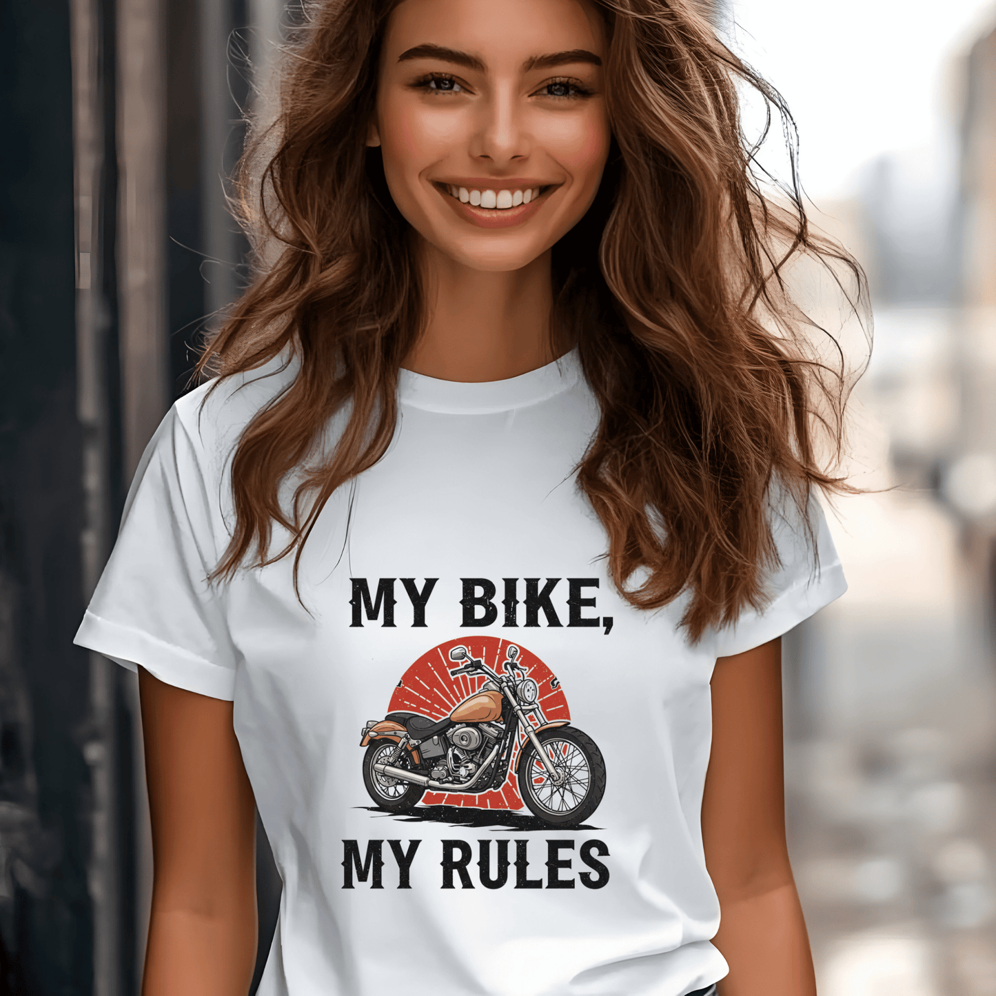 My Bike My Rules Women’s Biker T-Shirt – Heavyweight Gildan® 5000 Crewneck