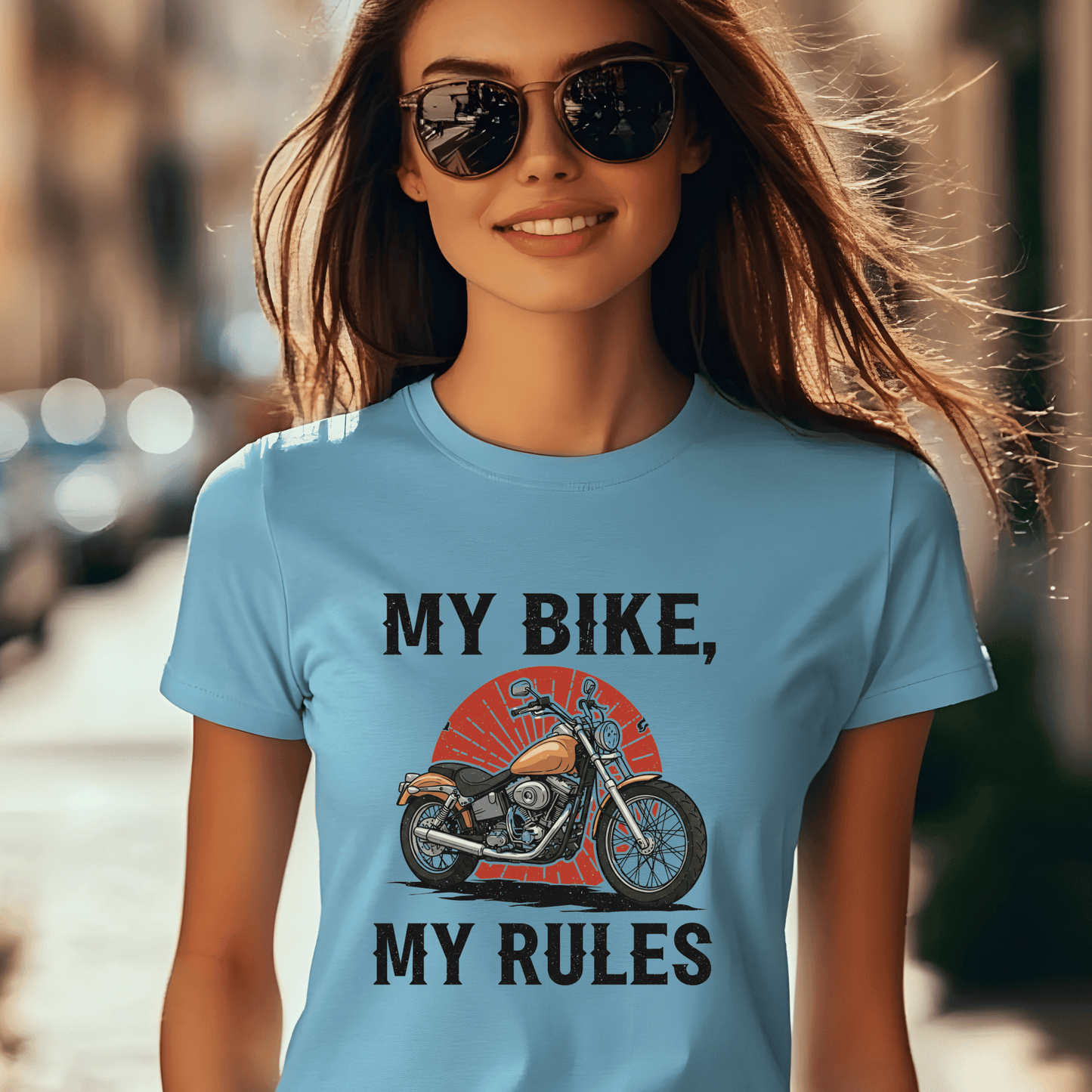 My Bike My Rules Women’s Biker T-Shirt – Heavyweight Gildan® 5000 Crewneck