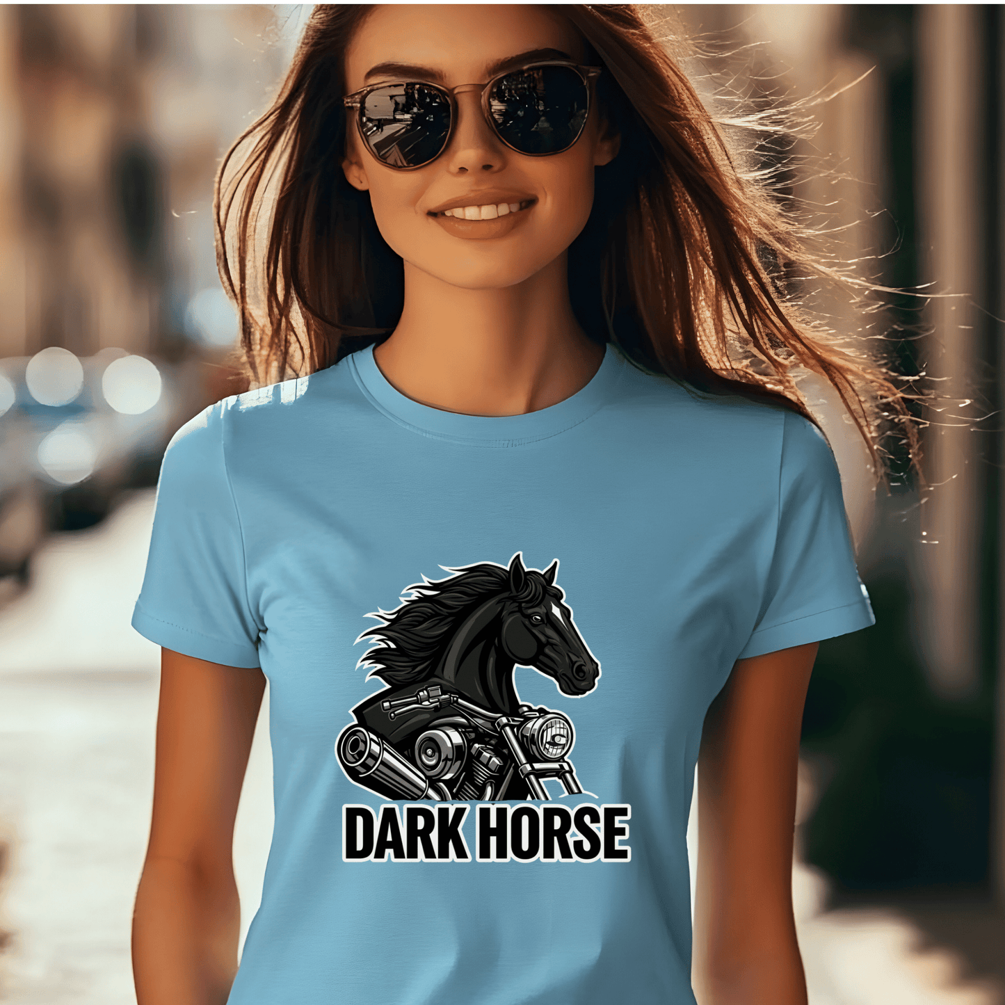 Dark Horse Women’s Biker T-Shirt – Heavyweight Gildan® 5000 Crewneck