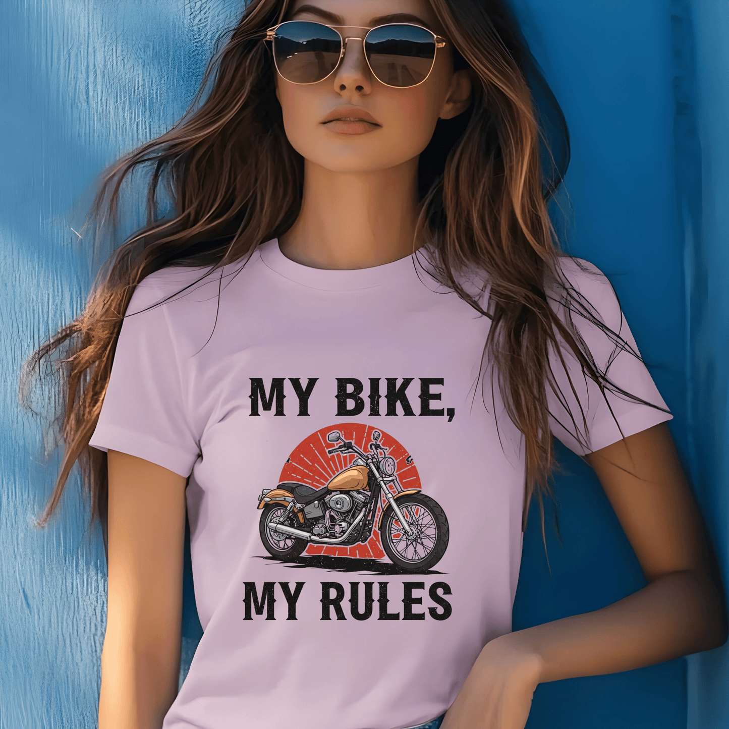 My Bike My Rules Women’s Biker T-Shirt – Heavyweight Gildan® 5000 Crewneck