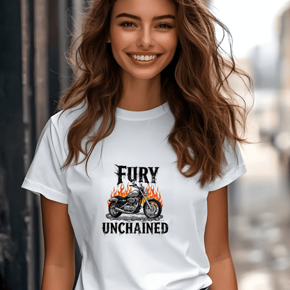Fury Unchained Women’s Biker T-Shirt – Heavyweight Gildan® 5000 Crewneck
