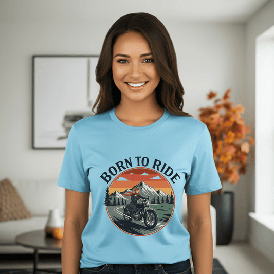 Born to Ride Women’s Biker T-Shirt – Heavyweight Gildan® 5000 Crewneck