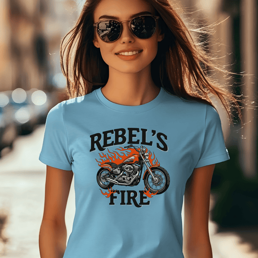 Rebel’s Fire Women’s Biker T-Shirt – Heavyweight Gildan® 5000 Crewneck