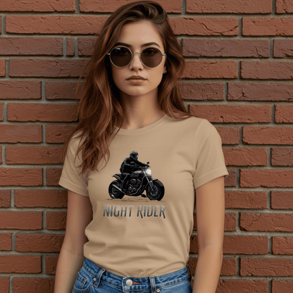 Night Rider Women’s Biker T-Shirt – Heavyweight Gildan® 5000 Crewneck