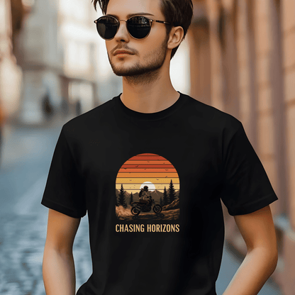 Chasing Horizons Women’s Biker T-Shirt – Heavyweight Gildan® 5000 Crewneck