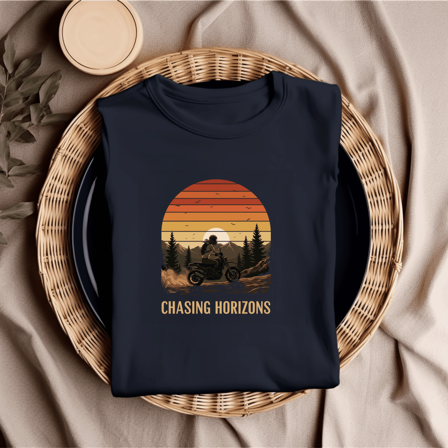 Chasing Horizons Women’s Biker T-Shirt – Heavyweight Gildan® 5000 Crewneck