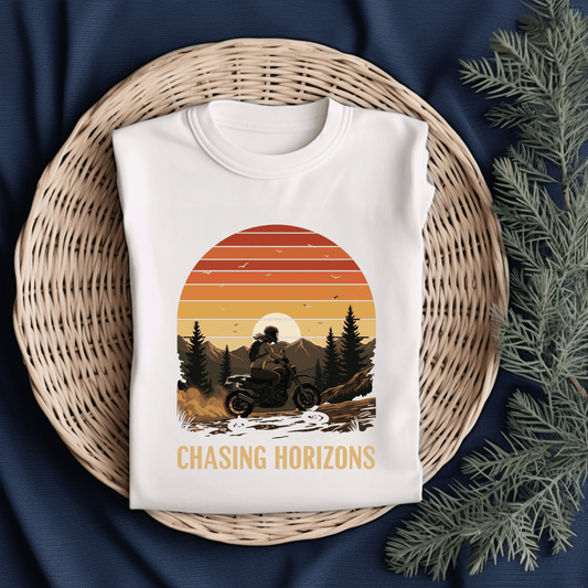 Chasing Horizons Women’s Biker T-Shirt – Heavyweight Gildan® 5000 Crewneck