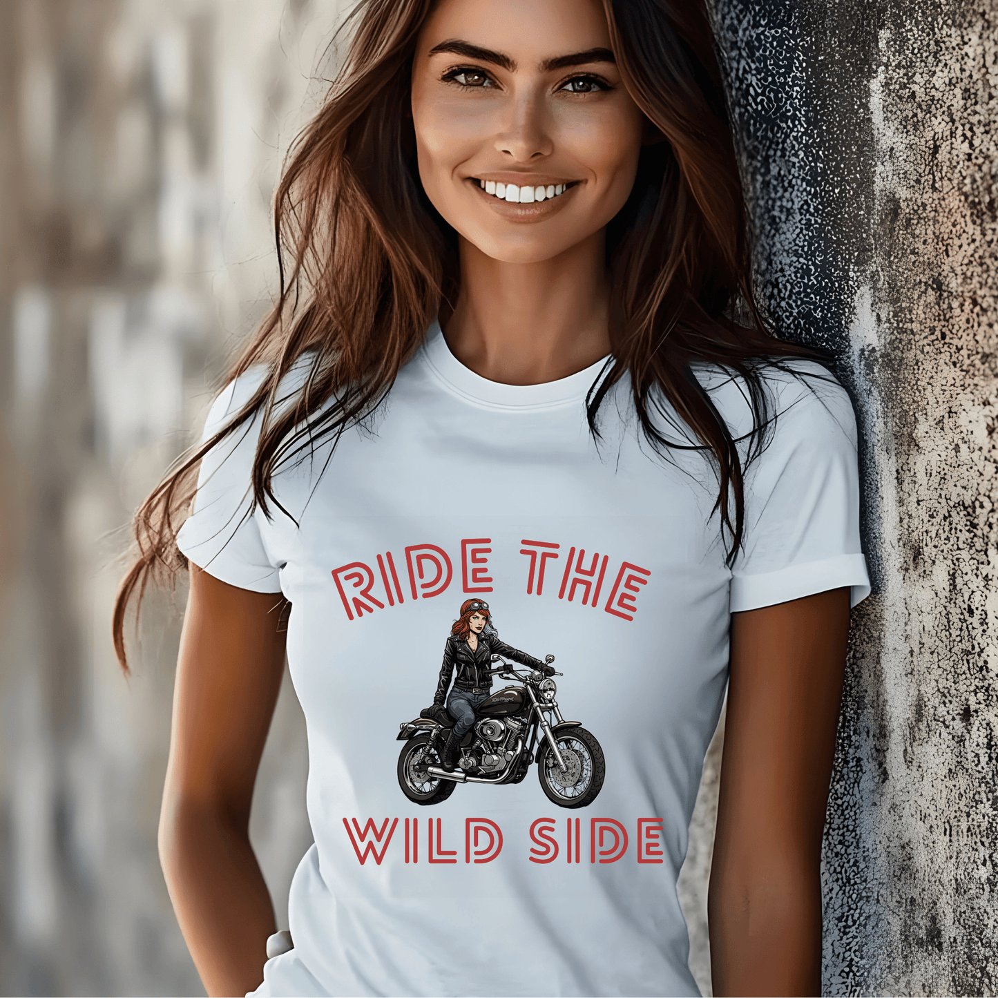 Ride the Wild Side Women’s Biker T-Shirt – Heavyweight Gildan® 5000 Crewneck