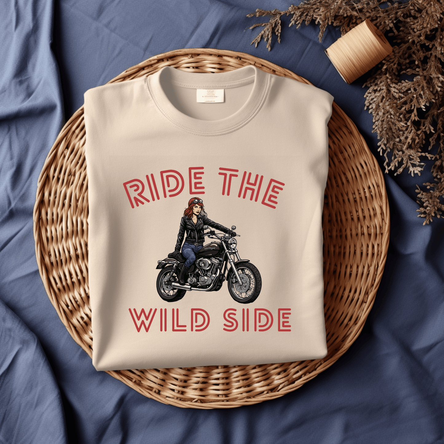 Ride the Wild Side Women’s Biker T-Shirt – Heavyweight Gildan® 5000 Crewneck