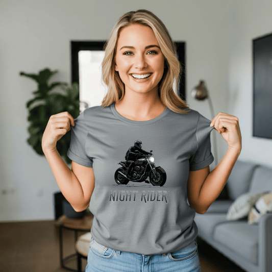 Night Rider Women’s Biker T-Shirt – Heavyweight Gildan® 5000 Crewneck