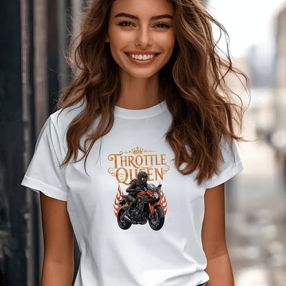 Throttle Queen Women’s Biker T-Shirt – Heavyweight Gildan® 5000 Crewneck
