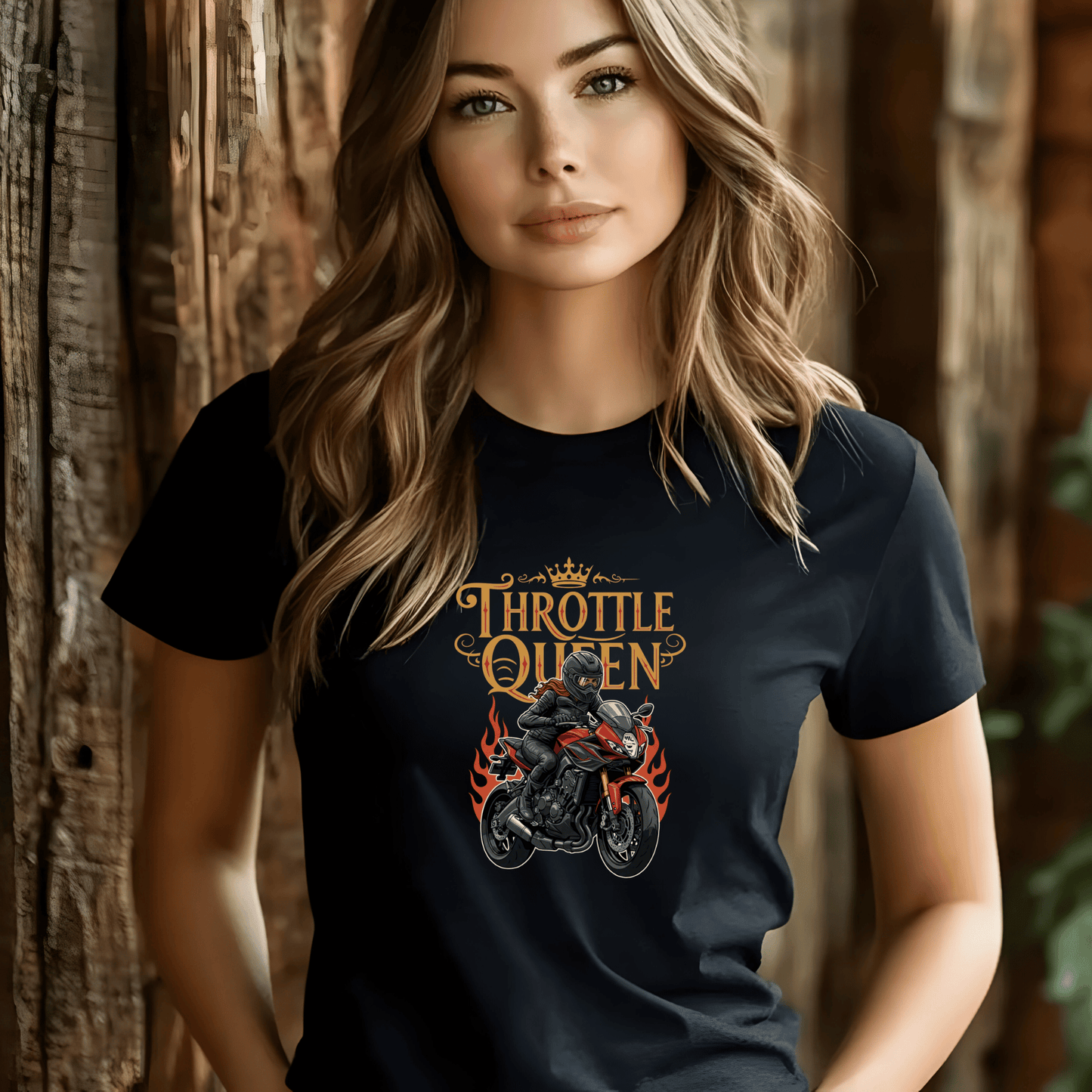 Throttle Queen Women’s Biker T-Shirt – Heavyweight Gildan® 5000 Crewneck