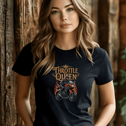 Throttle Queen Women’s Biker T-Shirt – Heavyweight Gildan® 5000 Crewneck