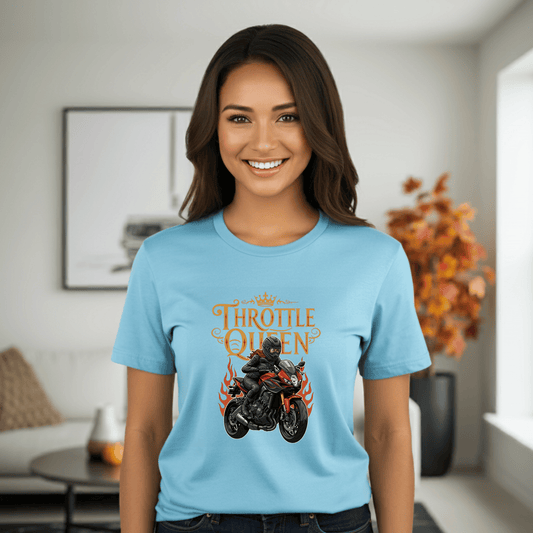 Throttle Queen Women’s Biker T-Shirt – Heavyweight Gildan® 5000 Crewneck