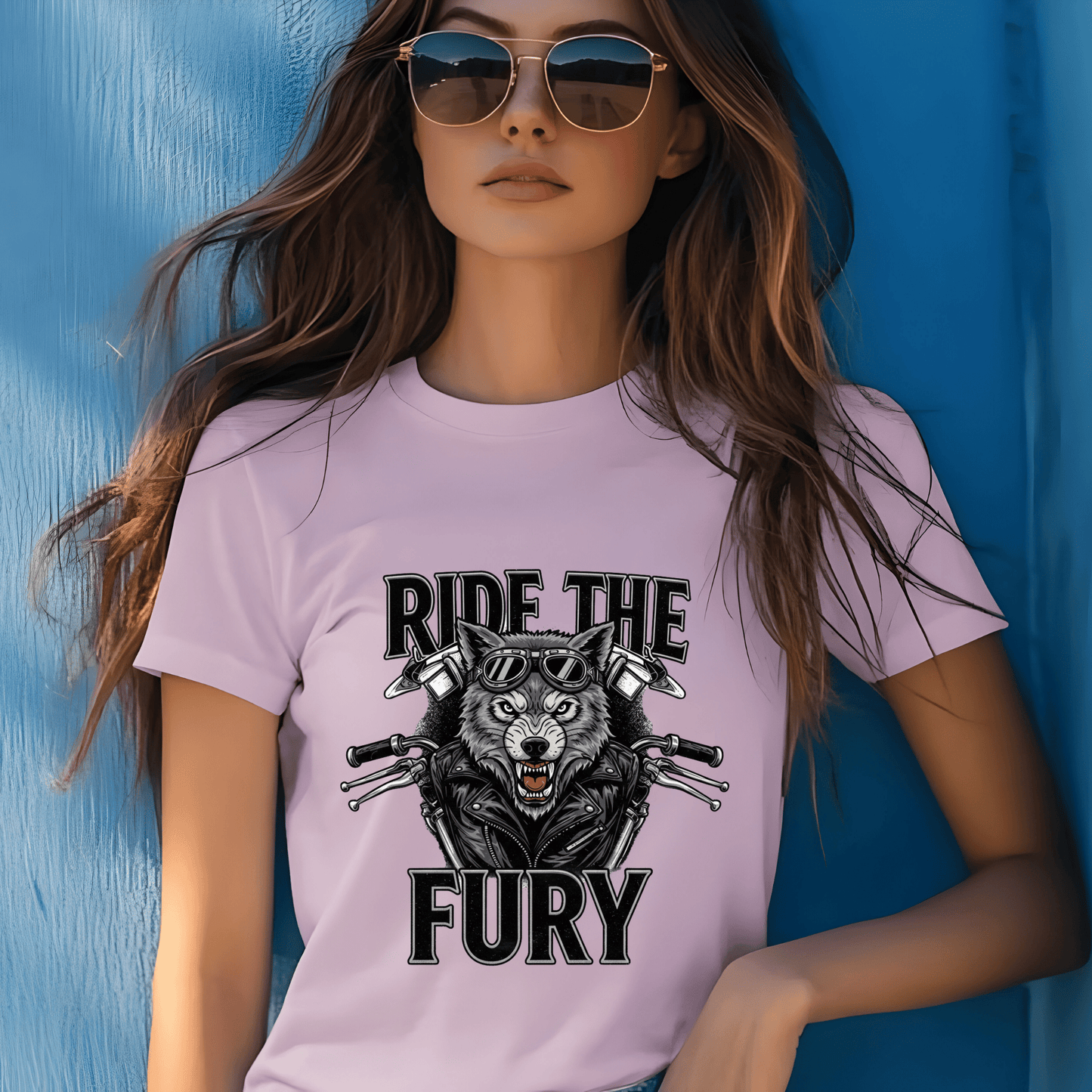 Ride The Fury Women’s Biker T-Shirt – Heavyweight Gildan® 5000 Crewneck