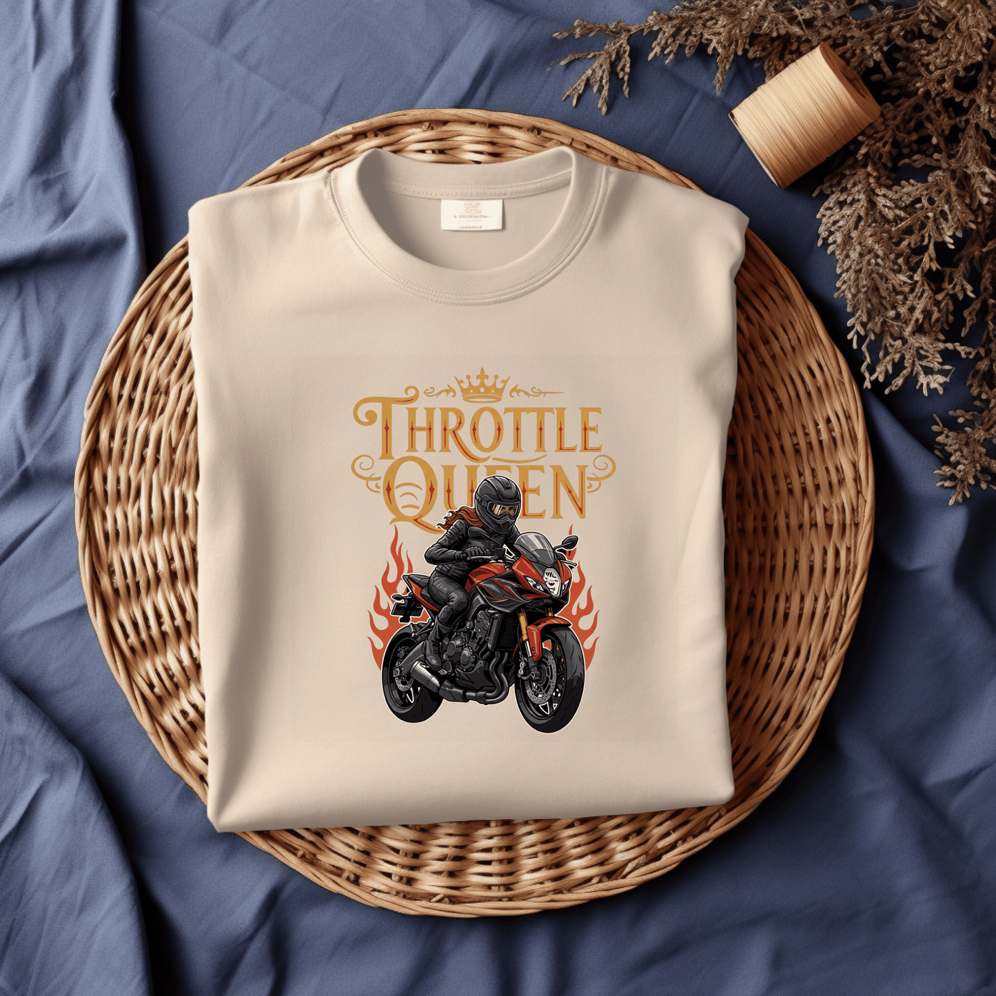 Throttle Queen Women’s Biker T-Shirt – Heavyweight Gildan® 5000 Crewneck