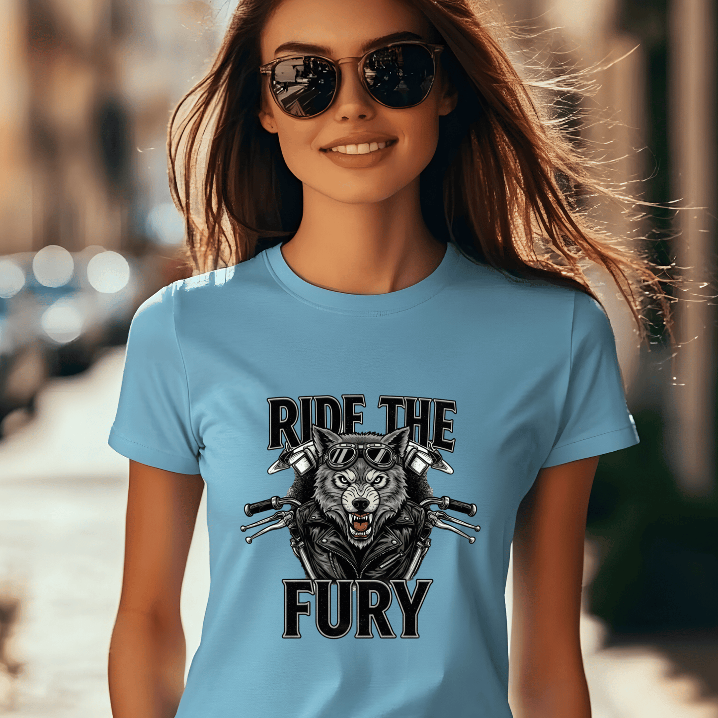Ride The Fury Women’s Biker T-Shirt – Heavyweight Gildan® 5000 Crewneck
