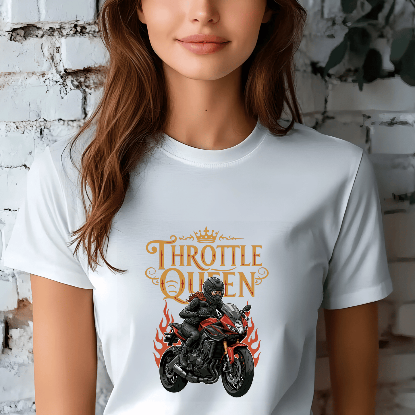 Throttle Queen Women’s Biker T-Shirt – Heavyweight Gildan® 5000 Crewneck
