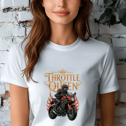 Throttle Queen Women’s Biker T-Shirt – Heavyweight Gildan® 5000 Crewneck