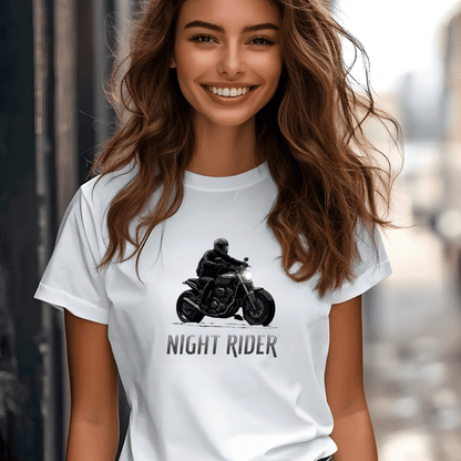 Night Rider Women’s Biker T-Shirt – Heavyweight Gildan® 5000 Crewneck