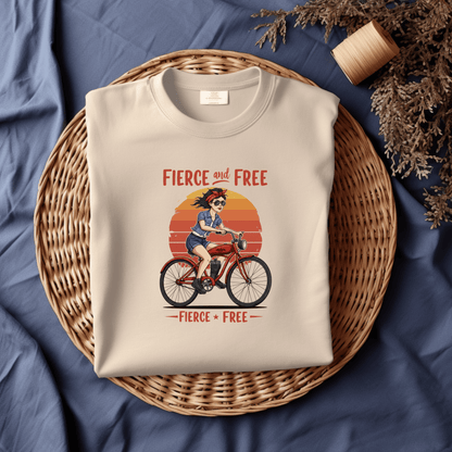 Fierce and Free Women’s Biker T-Shirt – Heavyweight Gildan® 5000 Crewneck