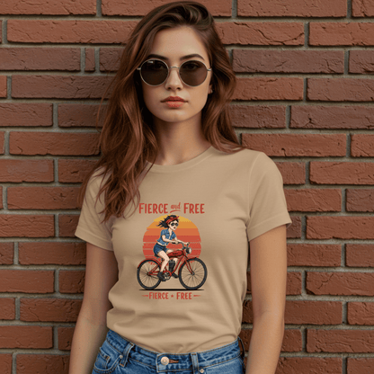 Fierce and Free Women’s Biker T-Shirt – Heavyweight Gildan® 5000 Crewneck