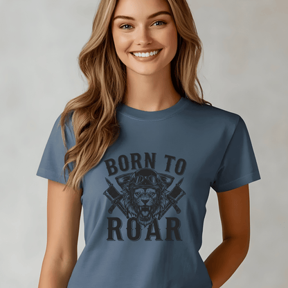 Born To Roar Women’s Biker T-Shirt – Heavyweight Gildan® 5000 Crewneck
