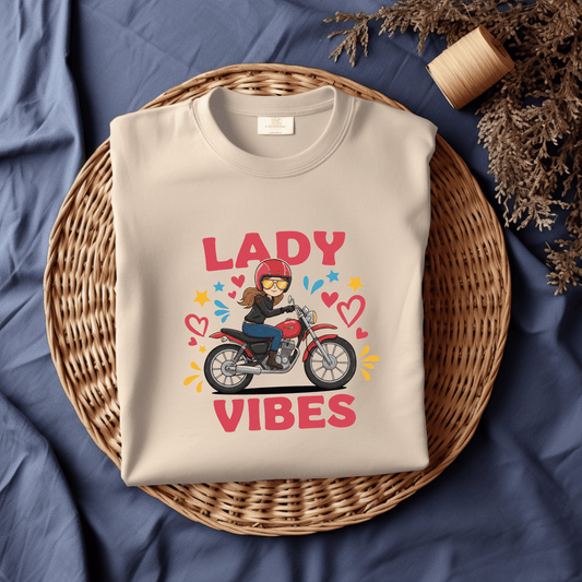 Lady Vibes Women’s Biker T-Shirt – Heavyweight Gildan® 5000 Crewneck