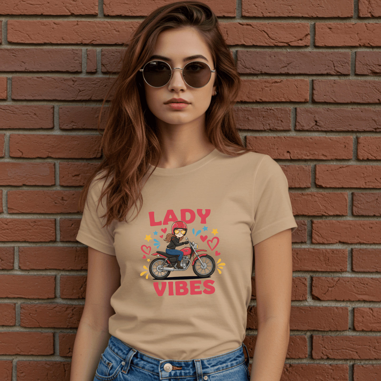Lady Vibes Women’s Biker T-Shirt – Heavyweight Gildan® 5000 Crewneck