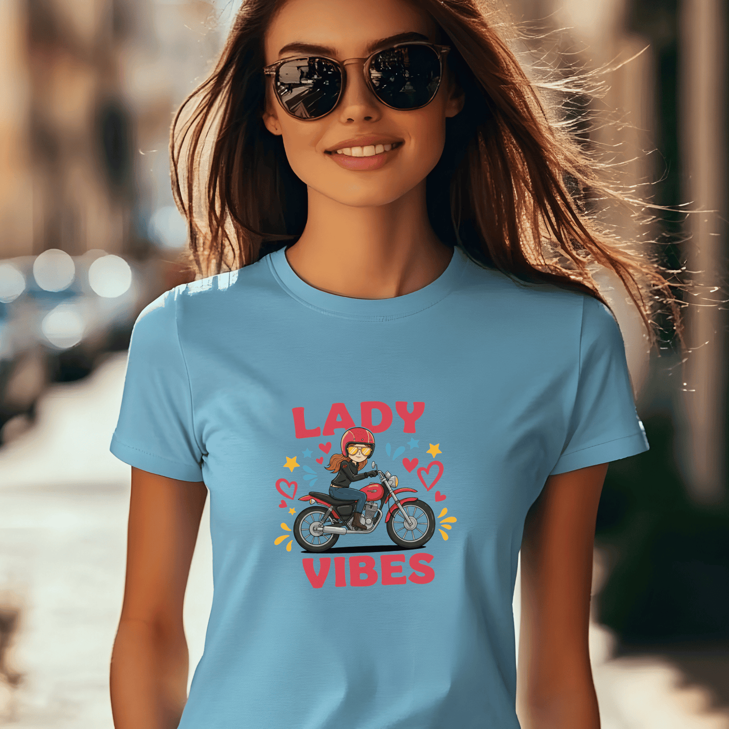 Lady Vibes Women’s Biker T-Shirt – Heavyweight Gildan® 5000 Crewneck
