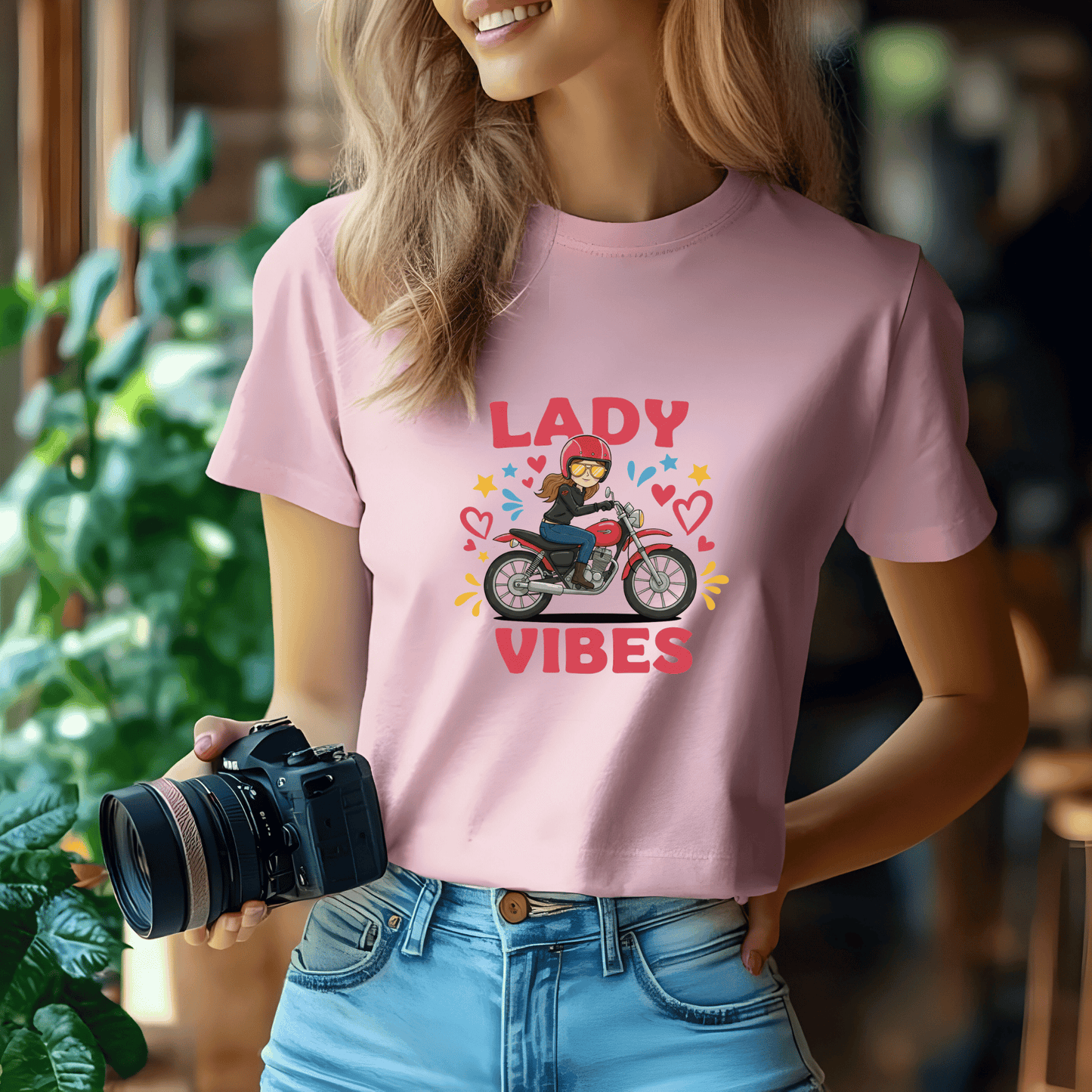 Lady Vibes Women’s Biker T-Shirt – Heavyweight Gildan® 5000 Crewneck